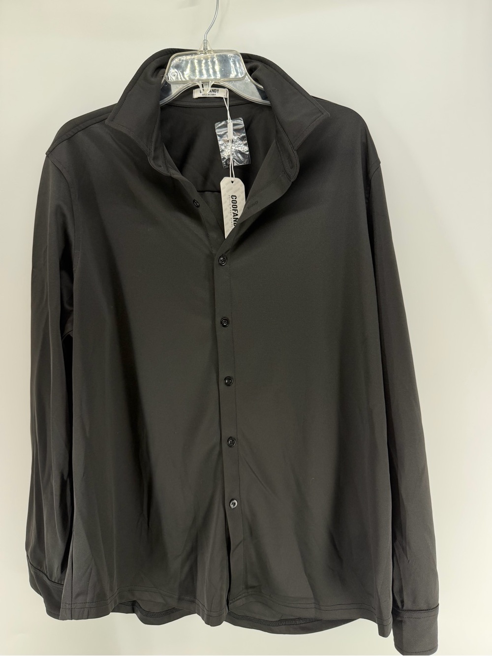 Men's Black Lightweight Button-Up Shirt Jacket